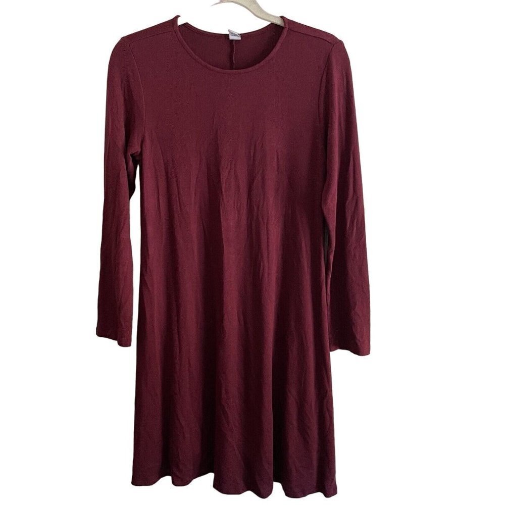 Old Navy Women’s SZ S Burgundy Long Sleeve Lightweight Knit Sweater Dress